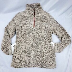 Alpine Sherpa Unisex Pullover Sm. Putty Fleece Quarter Zip Preppy, Minimalist‎